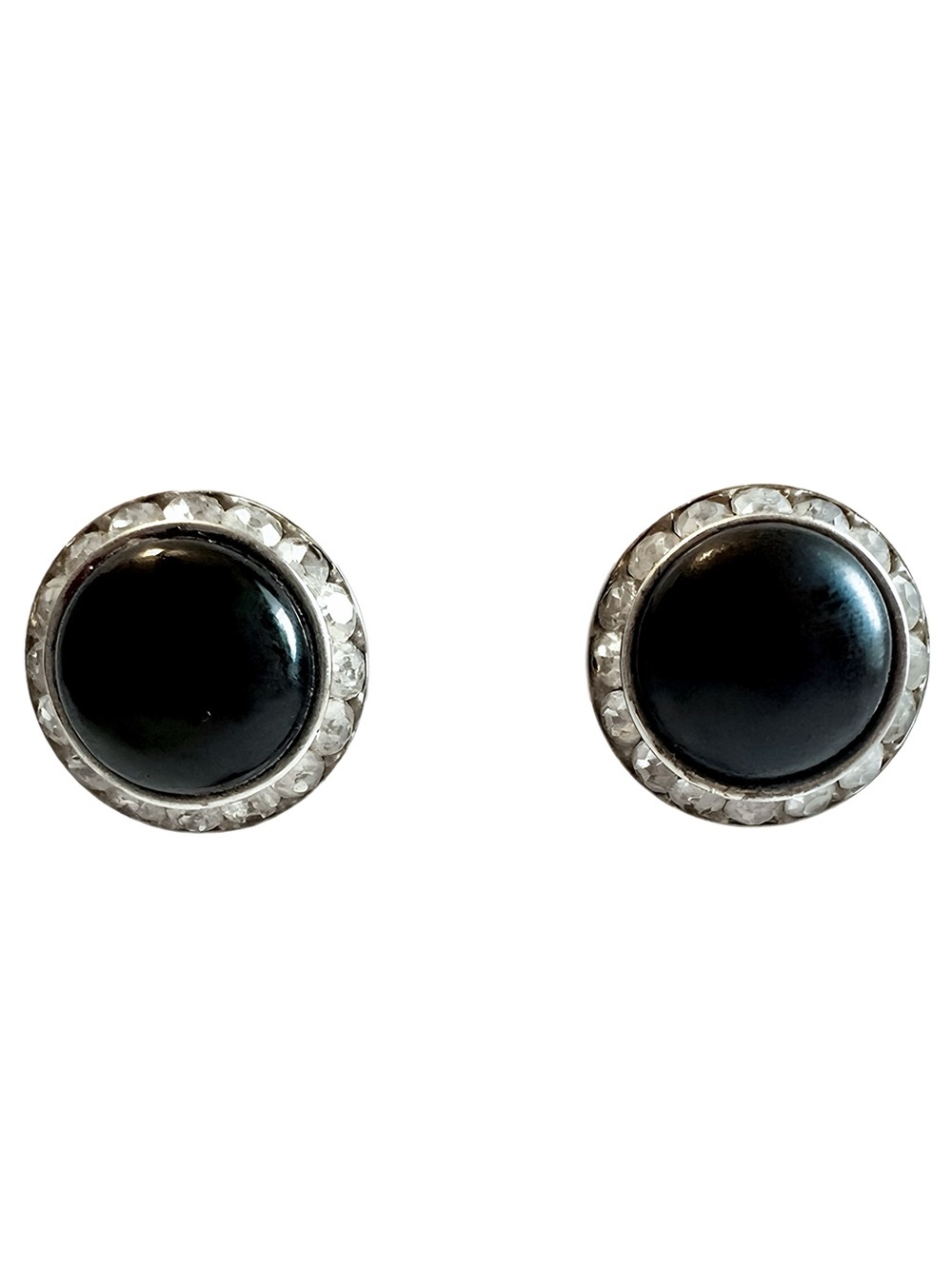 CORO Vintage Clip On Black Silver Earrings